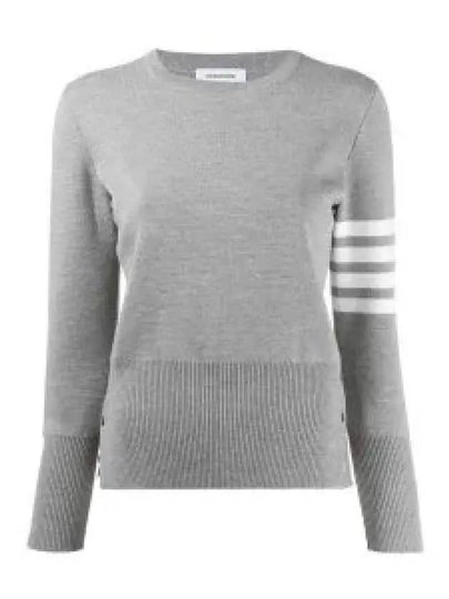 4-Bar Milano Stitch Crew Neck Knit Top Light Grey - THOM BROWNE - BALAAN 2