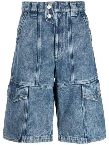 Jemuel Cargo Denim Shorts Blue - ISABEL MARANT - BALAAN 1