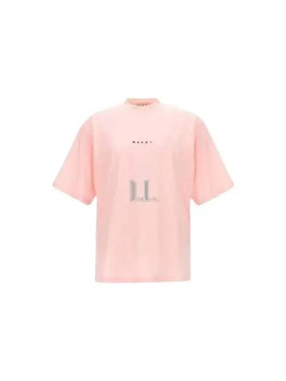 Logo Organic Cotton Short Sleeve T-Shirt Pink Candy - MARNI - BALAAN 2