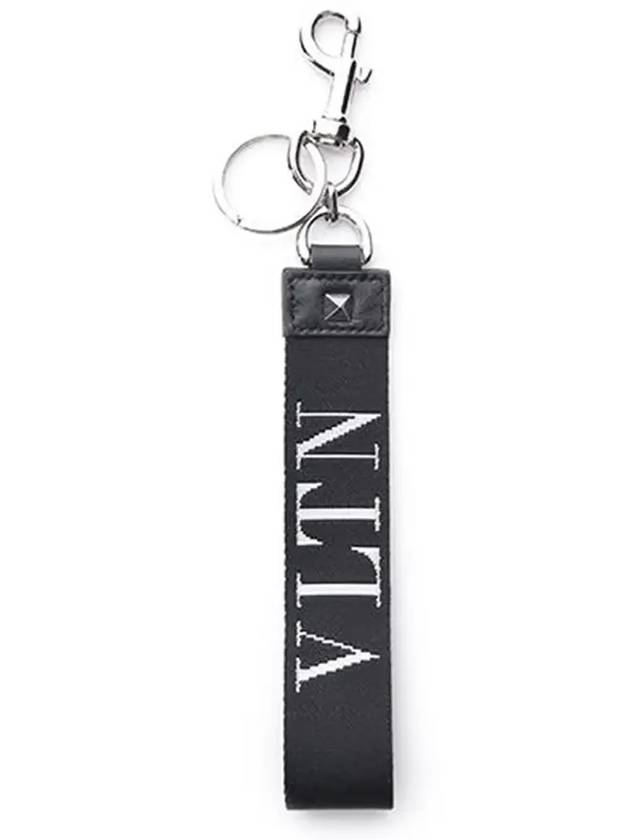 Logo Rockstud Key Ring Black - VALENTINO - BALAAN 4