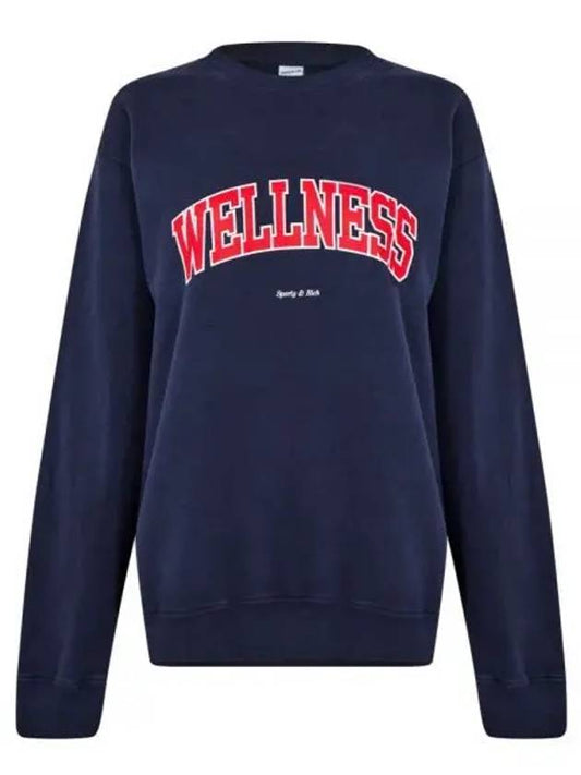 Crew Neck Print Sweatshirt Navy - SPORTY & RICH - BALAAN 2