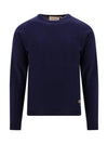 Horsebit Intarsia Wool Knit Top Navy - GUCCI - BALAAN 1