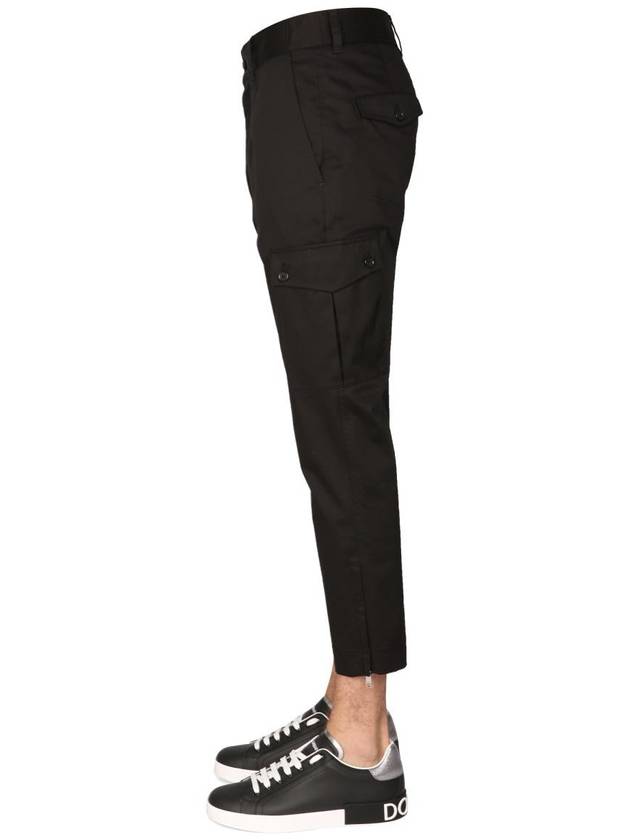 Stretch Cotton Cargo Straight Pants Black - DOLCE&GABBANA - BALAAN 5