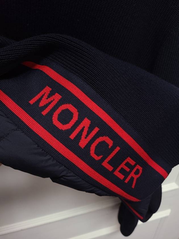 Navy high neck wappen logo knit zip up L - MONCLER - BALAAN 6