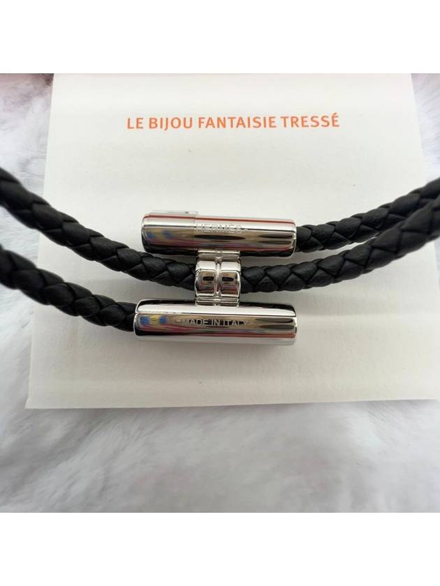 Tunis Tresse Palladium Bracelet Noir - HERMES - BALAAN 8