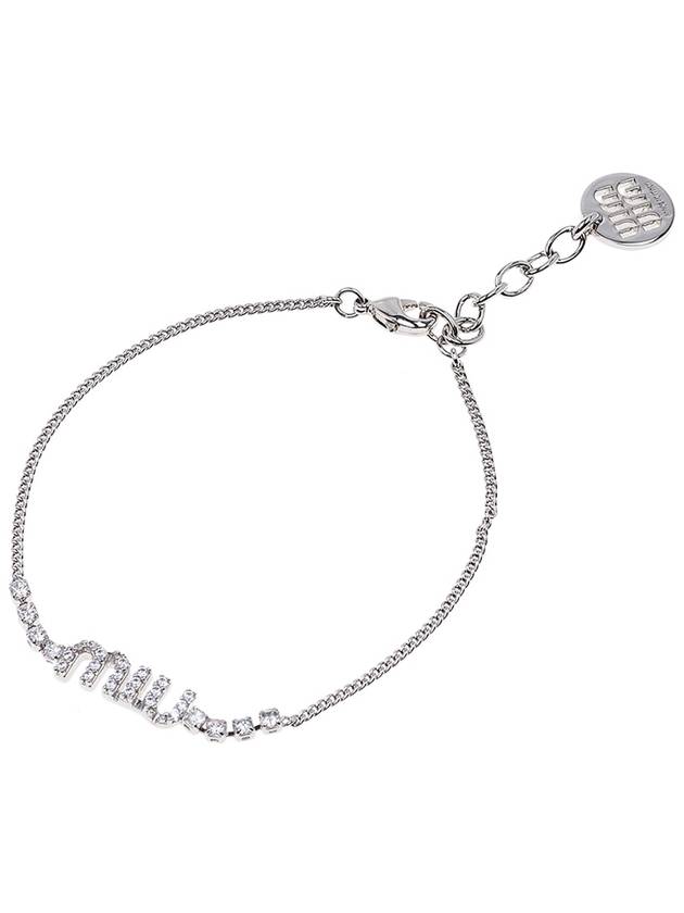 Crystal Charm Logo Bracelet Silver - MIU MIU - BALAAN 9
