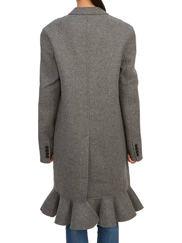 Ruffle Hem Straight Fit Wool Single Coat Grey - JW ANDERSON - BALAAN 8