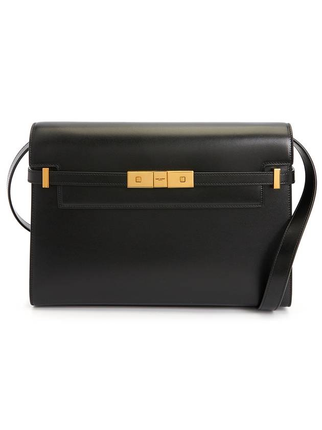 Leather Box Manhattan Shoulder Bag Black - SAINT LAURENT - BALAAN.