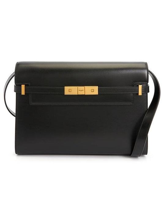 Manhattan Leather Shoulder Bag Black - SAINT LAURENT - BALAAN 1