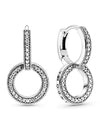 Sparkling Double Hoop Earrings Silver - PANDORA - BALAAN 2