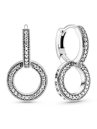 Sparkling Double Hoop Earrings Silver - PANDORA - BALAAN 2