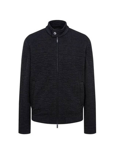 Men s Textured Square High Neck Jacket Black - EMPORIO ARMANI - BALAAN 1