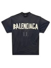 Tape Type Cotton Short Sleeve T-Shirt Black - BALENCIAGA - BALAAN 2