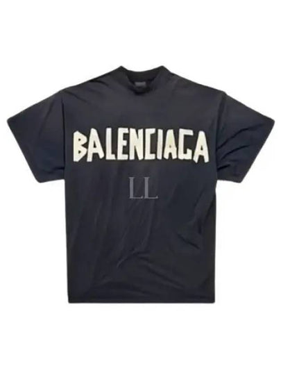 Tape Type Cotton Short Sleeve T-Shirt Black - BALENCIAGA - BALAAN 2