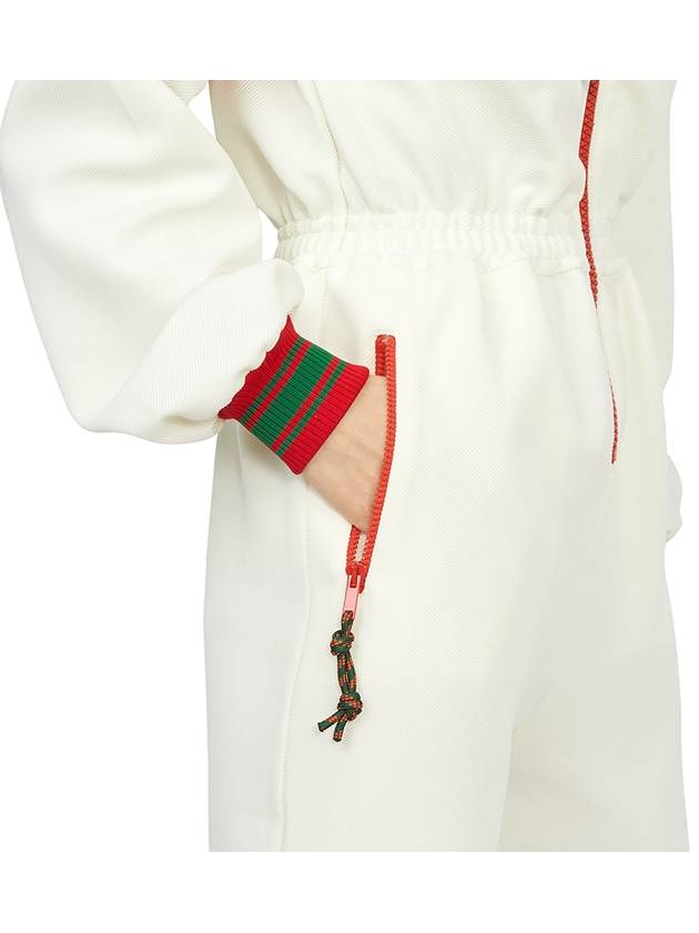Interlocking G Logo Hooded Jersey Zipped Jumpsuit Ivory - GUCCI - BALAAN.