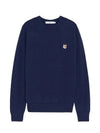 Fox head Patch Regular Round Neck Pullover Knit Top Navy Melange - MAISON KITSUNE - BALAAN 2