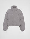 Boxy Crop Wool Cashmere Knit Puffer Padding Grey - PRADA - BALAAN 2