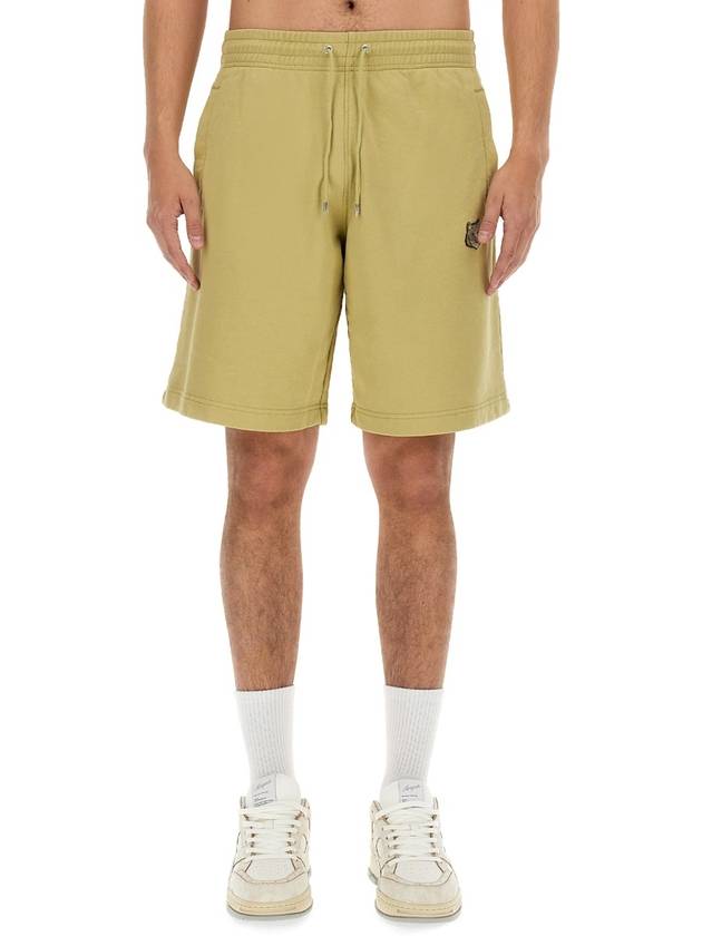 Bold Fox Head Patch Oversized Jog Shorts Mustard Green - MAISON KITSUNE - BALAAN 2