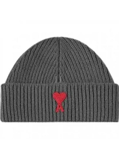 Embroidered Logo Wool Beanie Grey - AMI - BALAAN 2