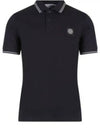 Stretch Cotton Pique Short Sleeve Polo Shirt Black - STONE ISLAND - BALAAN 2