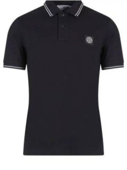 Stretch Cotton Pique Short Sleeve Polo Shirt Black - STONE ISLAND - BALAAN 2