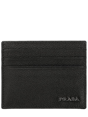 Men's Saffiano Leather Card Wallet Black - PRADA - BALAAN 1