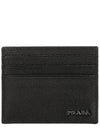 Men's Saffiano Leather Card Wallet Black - PRADA - BALAAN 2