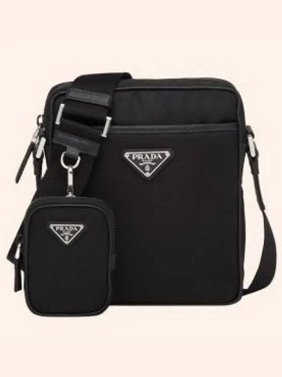 Triangle Logo Re-Nylon Saffiano Leather Cross Bag Black - PRADA - BALAAN 2