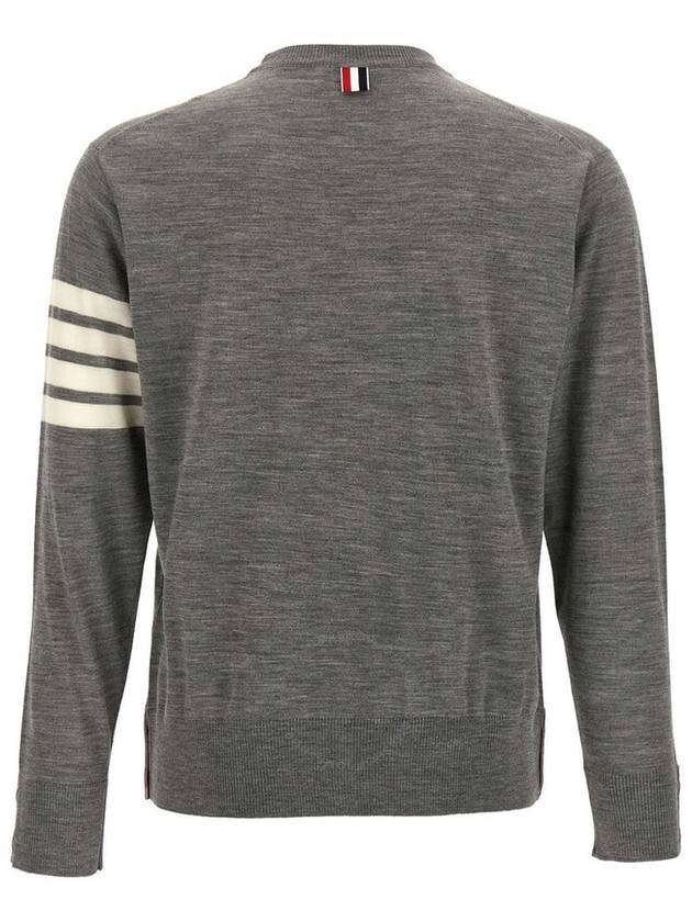 4 Bar Armband Classic Merino Wool Knit Top Light Grey - THOM BROWNE - BALAAN 3