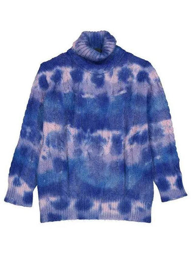 Women's Cable Knit Tie Dye Turtleneck Blue - MONCLER - BALAAN 1