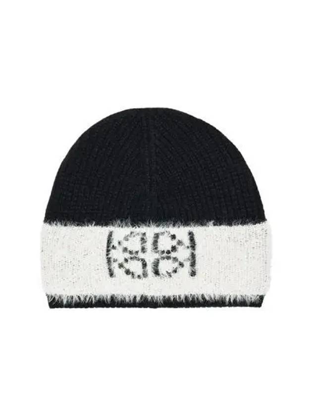 Emblem Knit Beanie Unisex Black Ivory - KIJUN - BALAAN 1