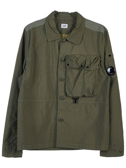 Men's Lens Wappen Tyrone Overfit Long Sleeve Shirt Jacket Khaki - CP COMPANY - BALAAN 2