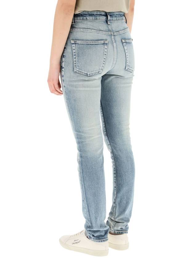 Women's Denim Skinny Jeans Light Blue - SAINT LAURENT - BALAAN 4