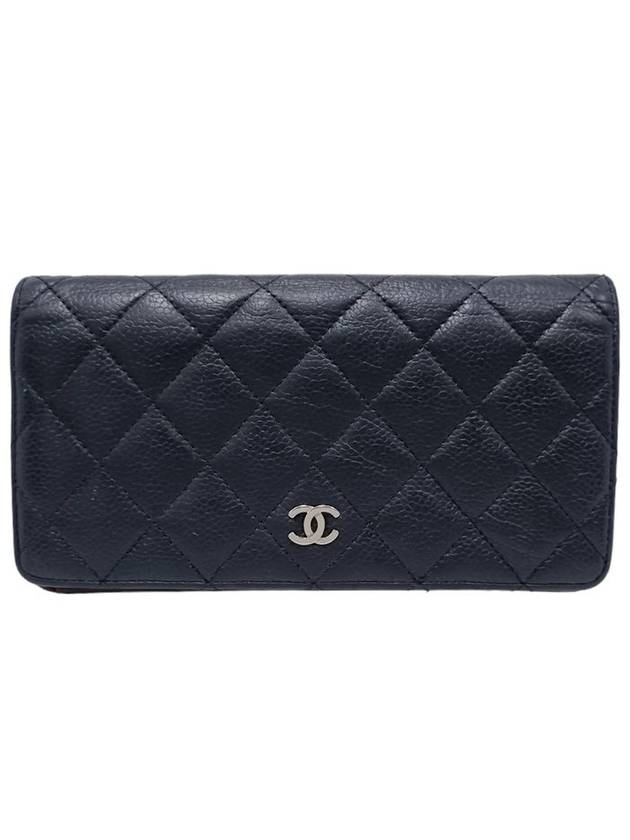 Women s A31509 Caviar Skin Black Silver Logo Timeless Classic Flap Long Wallet - CHANEL - BALAAN 1