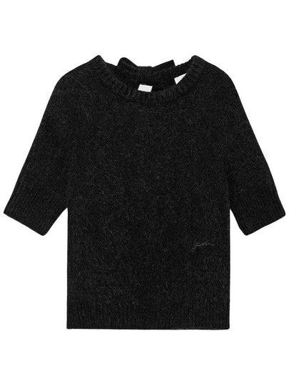 Brushed Alpaca Open Back Knit Top Black - GANNI - BALAAN 2