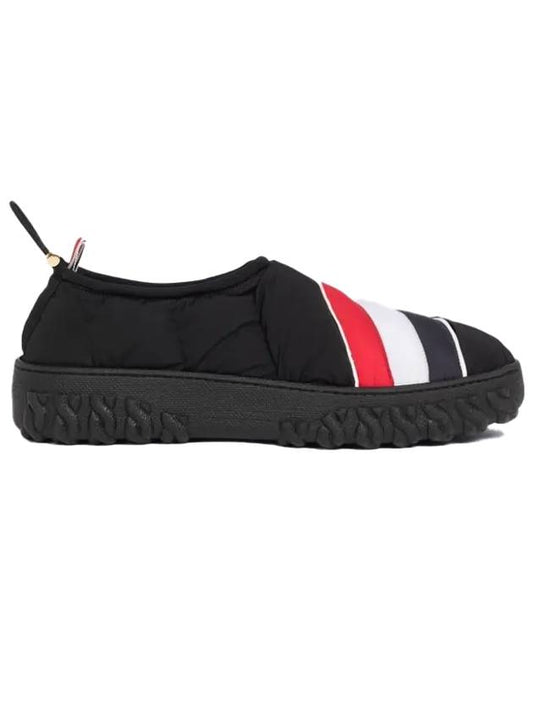 poly twill cable knit sole warm-up slip-ons black - THOM BROWNE - BALAAN.
