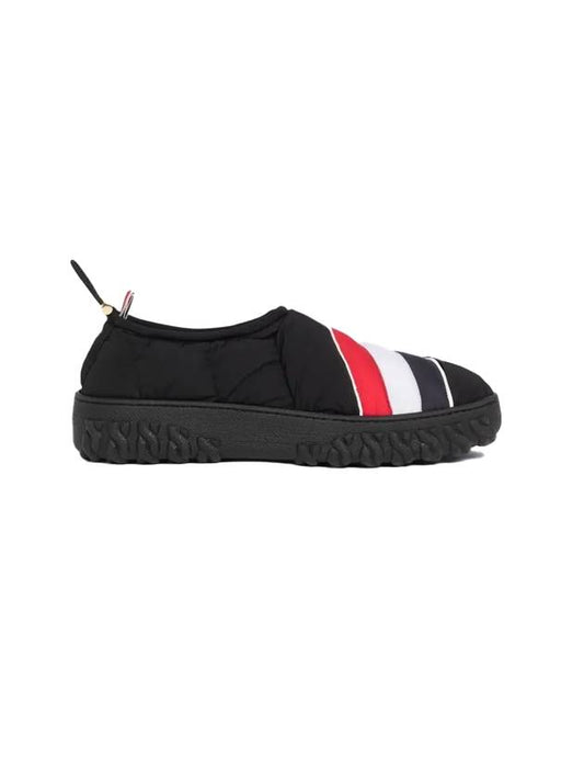 Poly Twill Cable Knit Sole Warm-Up Slip-Ons Black - THOM BROWNE - BALAAN 1