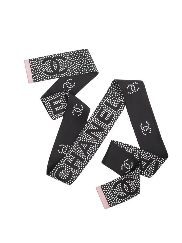 Twilly Silk Long Bandeau Scarf Black Pink - CHANEL - BALAAN 1