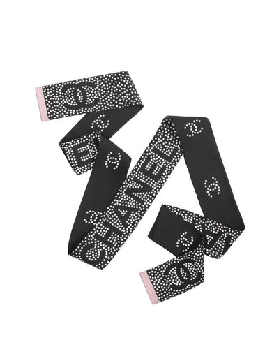 Logo Long Slim Bandeau Scarf Black - CHANEL - BALAAN 1