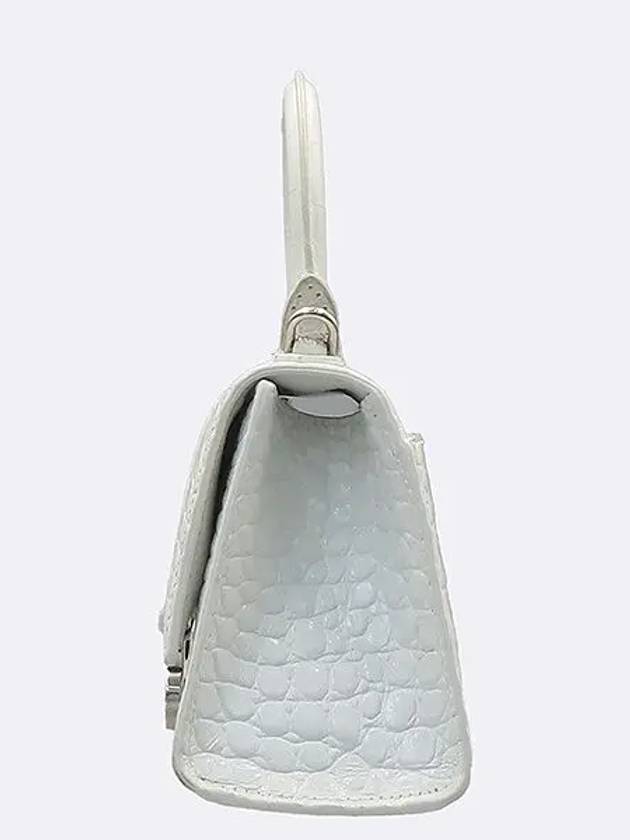 592833 Hourglass White Color Crocodile Pattern Leather Gold Logo XS Tote Bag Shoulder Strap 2WAY - BALENCIAGA - BALAAN 3