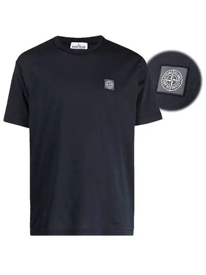 Logo Patch Chest Short Sleeve T-Shirt Navy - STONE ISLAND - BALAAN 2