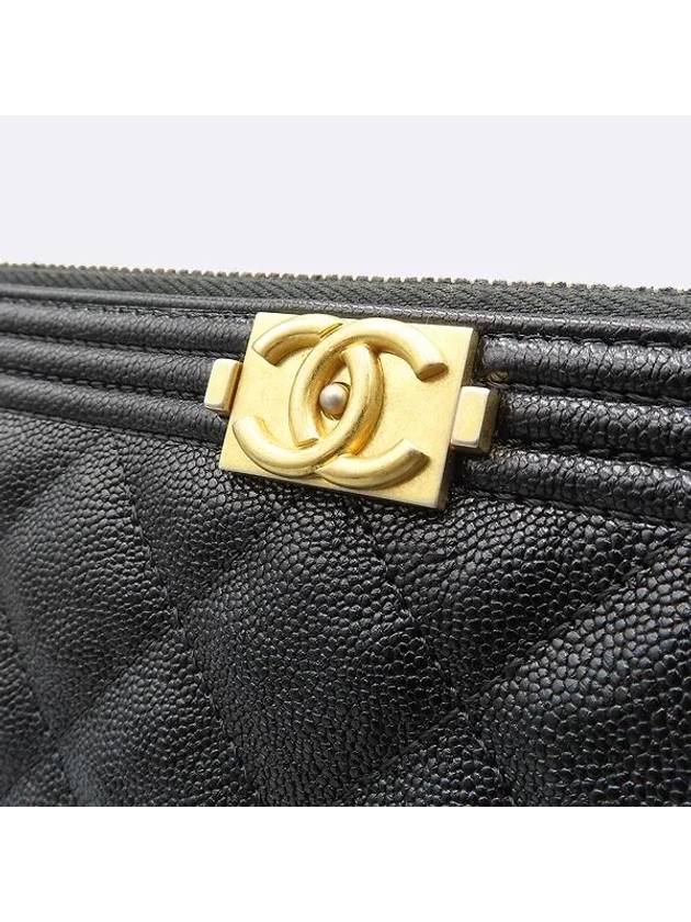 A84407 Black Color Caviar Skin Gold Metal Boy Large Clutch - CHANEL - BALAAN 6