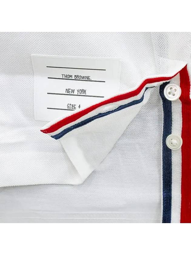 Men's Three Stripes Pocket Mercerized Short Sleeve Polo Shirt White - THOM BROWNE - BALAAN 7