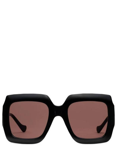 Eyewear Low Nose Bridge Acetate Rectangular Sunglasses Black Brown - GUCCI - BALAAN 2