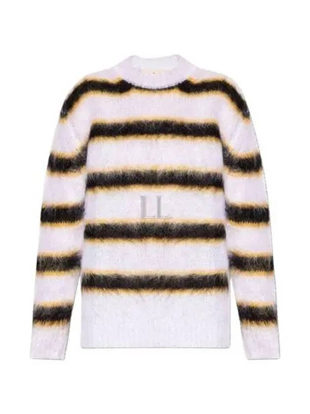 Mohair Striped Crew Neck Knit Top Cream - MARNI - BALAAN 2