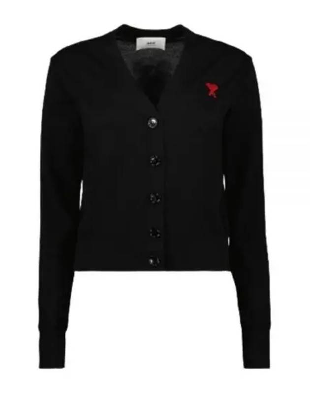 Heart Logo Wool Cardigan Black - AMI - BALAAN 2