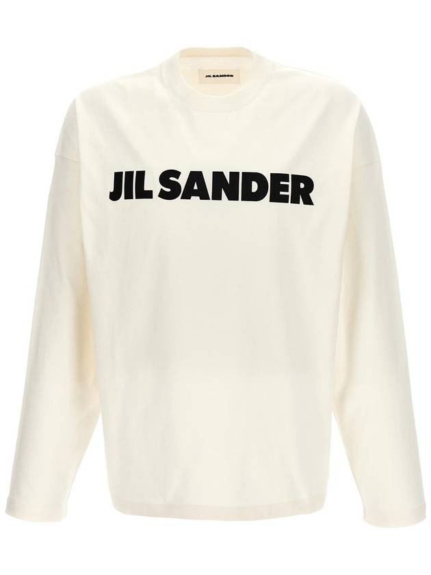 Logo Print Cotton Long Sleeve T-Shirt White - JIL SANDER - BALAAN 2