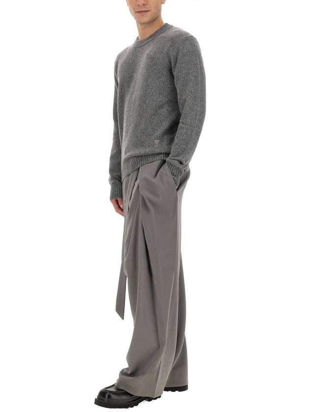 Men's Cashmere Blend Crew Neck Knit Top Grey - AMI - BALAAN 3