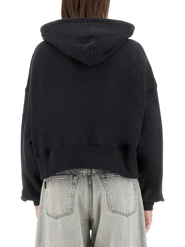 Micro Logo Print Cotton Hoodie Black - MSGM - BALAAN 4