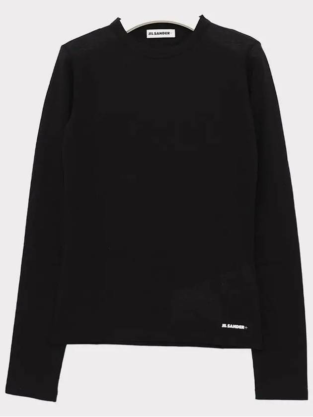 Crew Neck Cotton Long Sleeve T-Shirt Black - JIL SANDER - BALAAN 2